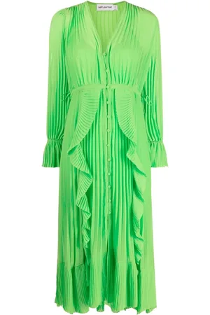 Self-Portrait Pleated ruffled midi dress