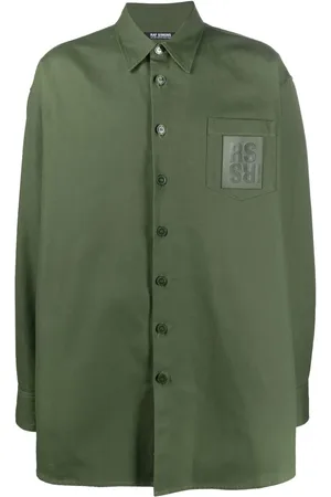 RAF SIMONS Oversized logo-patch cotton shirt