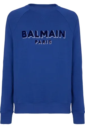 Balmain Logo-flocked cotton sweatshirt