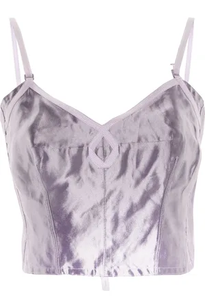 Maison Margiela Metallic-finish cropped top