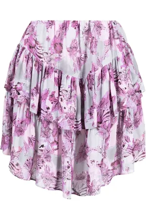 IRO Floral-print tiered skirt
