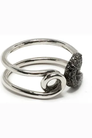 Ileana Makri 18kt white gold safety pin diamond ring