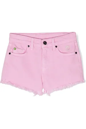 BARROW Embroidered-logo frayed-hem shorts
