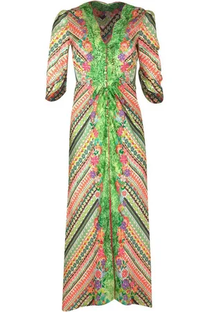 SALONI Mitsu B mix-print midi dress