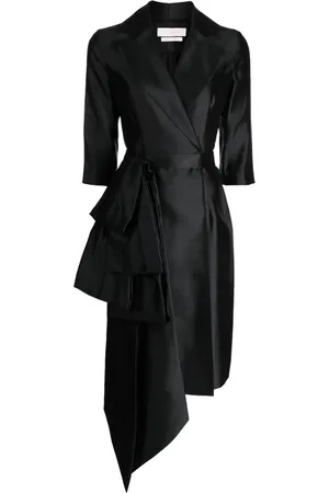 Saiid Kobeisy Belted shantung wrap dress