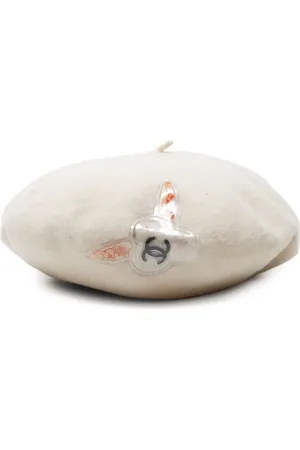 CHANEL 1990-2000s CC Camellia beret hat
