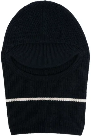 Plan C Two-tone striped ribbed-knit balaclava