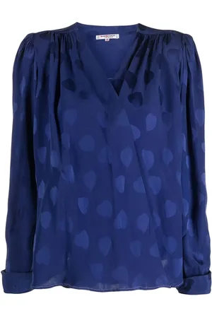 Saint Laurent 1980s heart-motif V-neck silk blouse