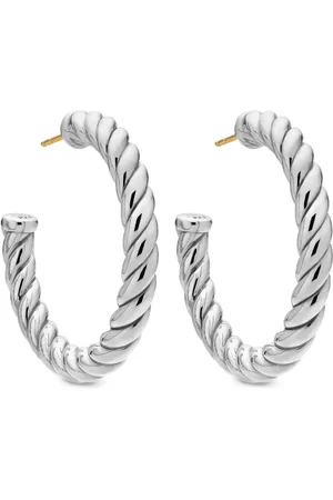David Yurman Sterling Sculpted Cable hoop earrings (40mm)