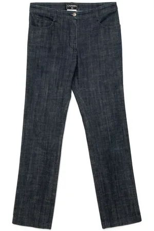 CHANEL 2005 logo patch denim trousers