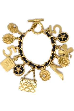 CHANEL 1995 icon charms leather-and-chain bracelet