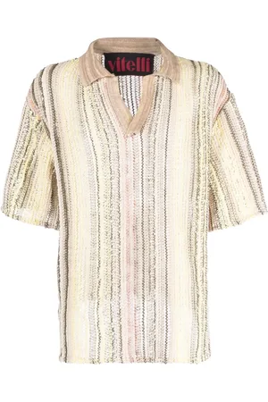 Vitelli Vertical-stripe knitted polo shirt