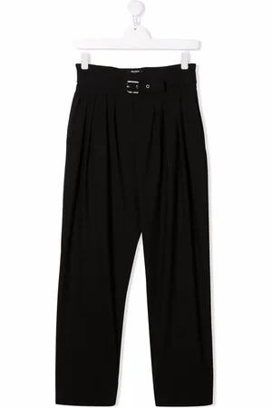 Balmain TEEN box pleat belted trousers
