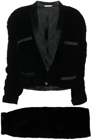 VERSACE 1980s velvet padded skirt suit