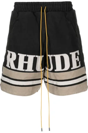 Rhude Logo-embroidered cotton shorts