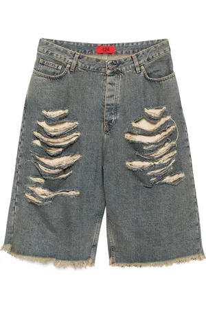 424 FAIRFAX Big daddy distressed denim shorts