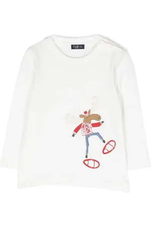 Il gufo Cotton reindeer-print T-shirt