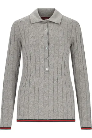 Gucci Ribbed-trim cable-knit top