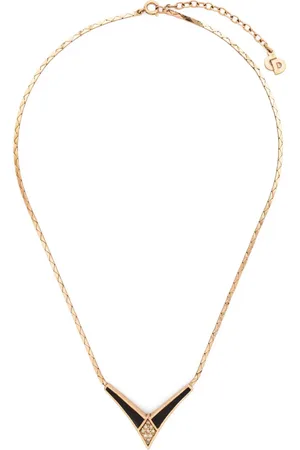 Dior 1990s V-detail flat-chain necklace