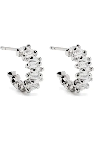 Suzanne Kalan 18kt white gold diamond hoop earrings