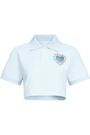 AREA Crystal-embellished cropped polo