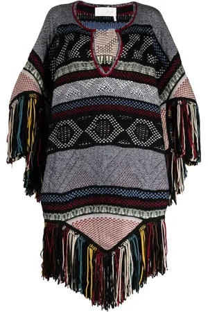 Chloé Jacquard wool-blend poncho