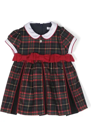 PATACHOU Tartan-pattern pleated cotton dress
