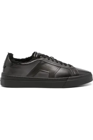 santoni Logo-debossed leather sneakers