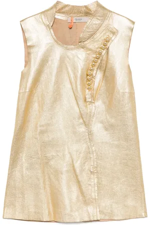 Prada Vintage Sleeveless Golden Leather Buttoned Vest