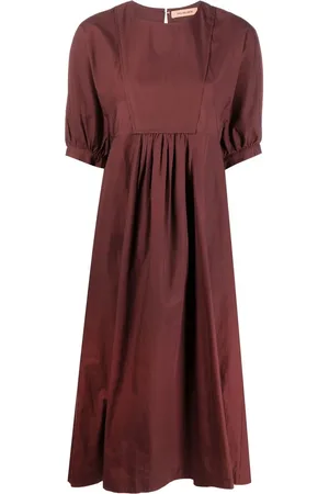 YVES SALOMON Pleat detail puff sleeve dress