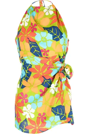 FAITHFULL THE BRAND Leaf-print halterneck mini dress