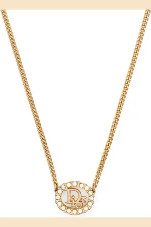 Dior 1980s rhinestone-embellished logo pendant necklace