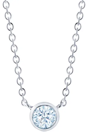 Kwiat 18kt white gold round diamond bezel set pendant necklace