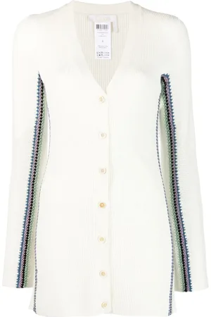 Chloé Stripe-detail long wool cardigan