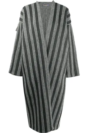 Issey Miyake 1980s striped open front coat
