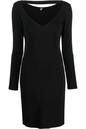 VERSACE 2000s pre-owned V-neck fitted dress