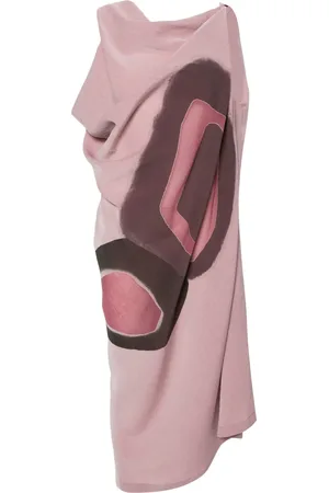 Issey Miyake Abstract-print asymmetric midi dress