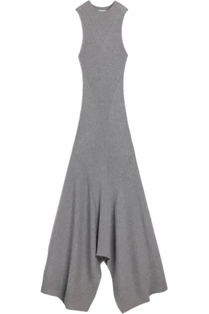 Ami Asymmetric ribbed-knit wool dress