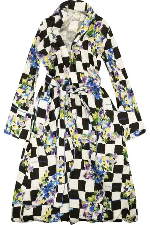 OFF-WHITE Floral-print satin pajama robe