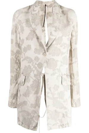 MASNADA Embroidered-flower blazer