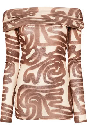 Nanushka Abstract-print off-shoulder top