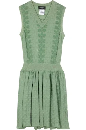CHANEL 2000s floral pattern fine-knit dress
