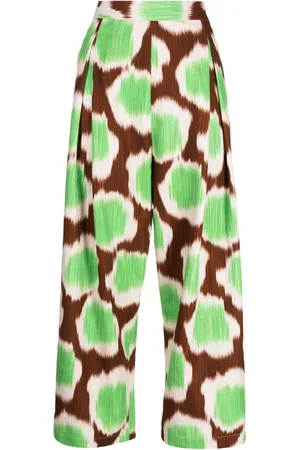 BIYAN Straight-leg graphic-print trousers