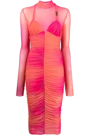 VERSACE Logo-plaque ruched dress