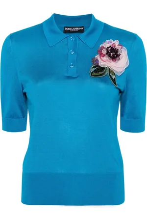 Dolce & Gabbana Floral-appliqu?? knit polo shirt