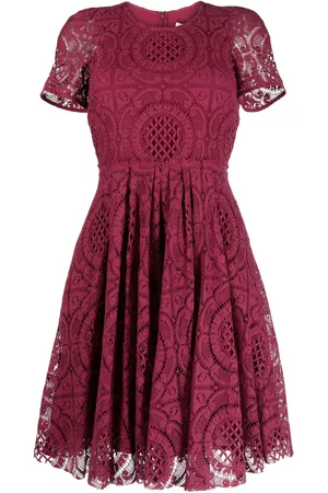Burberry Short-sleeve flared lace dress
