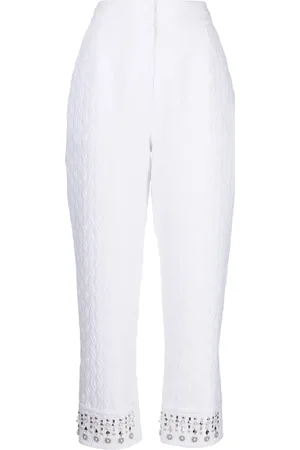 SHIATZY CHEN Embroidered-pearl cropped trousers