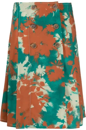 Maison Kitsuné Bouquet-print pleated wrap skirt