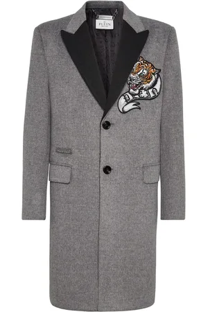 Philipp Plein Tiger-patch single-breasted coat