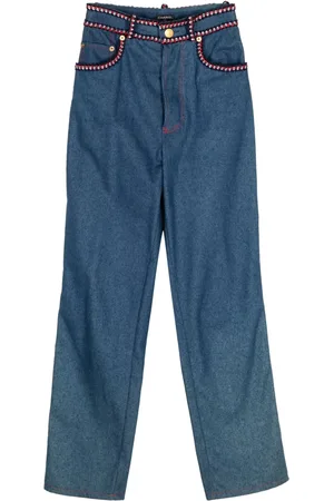 CHANEL 1990-2000s braided-trim straight-leg jeans